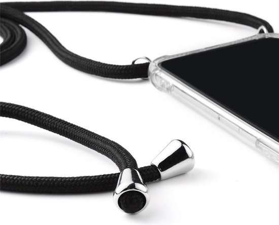 Transparant Backcover Hoesje Case iPhone XR met zwart koord