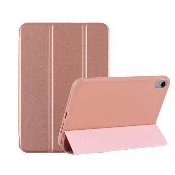 Hoes geschikt voor iPad Mini 6 hoes Rosegoud - Hoes geschikt voor iPad Mini 2021 hoes - Hoes geschikt voor iPad Mini 6 case cover - Hoes geschikt voor iPad Mini 6 bookcase - Hoes geschikt voor iPad Mini 6 hoesje soft Silicone smart cover