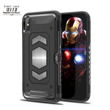 Ntech hoesje Geschikt voor iPhone Xs Max Luxe Armor Case met Pashouder - Zwart