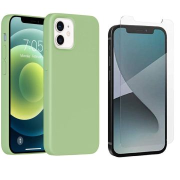 Hoesje Geschikt voor iPhone 12 Mini Hoesje - Soft Nano siliconen cover TPU backcover - Groen met 1x Screenprotector