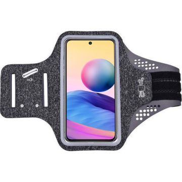 Hoesje Geschikt voor Xiaomi Redmi Note 10 (5G) hardloop telefoonhouder – armband - sportband - van stof - Zwart