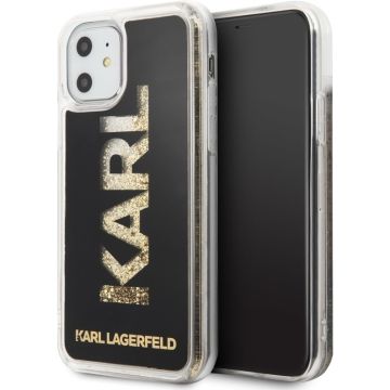 Apple iPhone 11 Karl Lagerfeld Zwart Backcover hoesje KLHCN61KAGBK - Glitter - Kunstleer