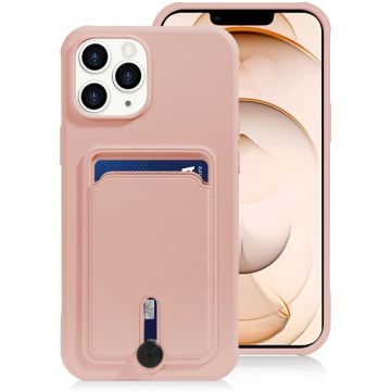 Hoesje Geschikt voor iPhone 13 Pro Max hoesje Met pasje houder Licht Rose - Hoesje Geschikt voor iPhone 13 Pro Max siliconen hoesje met pasjeshouder Hoesje Geschikt voor iPhone 13 Pro Max