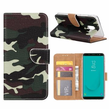 Samsung Galaxy J6+ (Plus) Camouflage Boek hoesje met Pasjesruimte