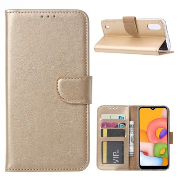 Samsung Galaxy A01 Hoesje met Pasjeshouder - Goud