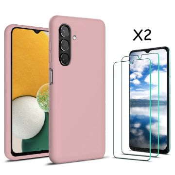 Samsung Galaxy A13 5G / A04s hoesje silicone soft back cover - met Screenprotector 2 PACK – Licht Roze