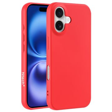 Hoesje Geschikt voor iPhone 16 – Zacht siliconen liquid backcover – Rood 
