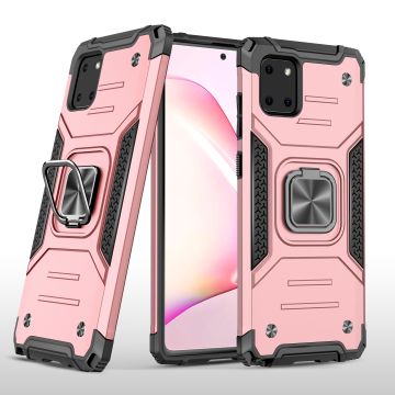 Samsung S10 Lite 2020 Hoesje - Heavy Duty Armor hoesje Rose Goud - Galaxy S10 Lite / A91 silicone TPU hybride hoesje Kickstand ringhouder met Magnetisch Auto Mount