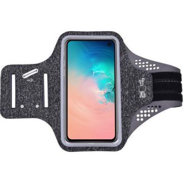 Hoesje Geschikt voor Samsung Galaxy S10e hardloop telefoonhouder – armband - sportband - van stof - Zwart