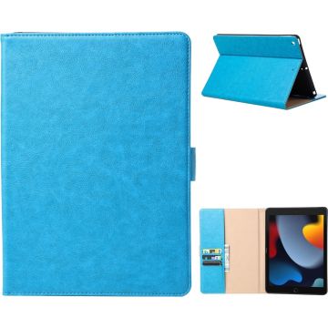 iPad 2021 hoes Bookcase Premium Luex Leren case Blauw - iPad 2020 hoes - iPad 2019 hoes Luex 10.2 inch - hoes iPad 2021 / Ntech -ipad hoes 7e generatie hoesje - Portemonnee cover
