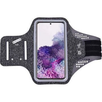 Hoesje Geschikt voor Samsung Galaxy S20 hardloop telefoonhouder – armband - sportband - van stof - Zwart