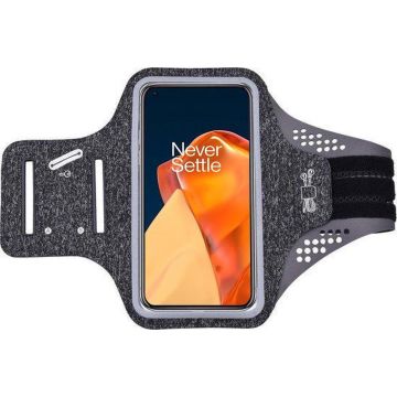 Hoesje Geschikt voor Oneplus 9 Pro hardloop telefoonhouder – armband - sportband - van stof - Zwart