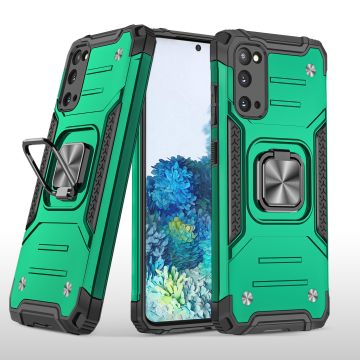 Samsung S20 Hoesje - Heavy Duty Armor hoesje Groen - Galaxy S20 silicone TPU hybride hoesje Kickstand ringhouder met Magnetisch Auto Mount