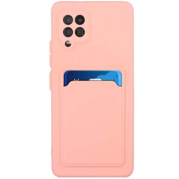 Samsung A42 Hoesje met pasjeshouder Licht Rose - Samsung Galaxy A42 5G hoesje Soft silicone colour case met kaarthouder