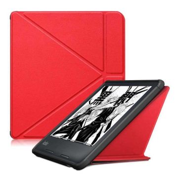 Kobo Clara HD hoes Rood Bookcase - kobo clara hd cover Smart case - kobo clara hoes- hoes Kobo Clara HD - Kunstleer - Trifold Bookcase hoesje