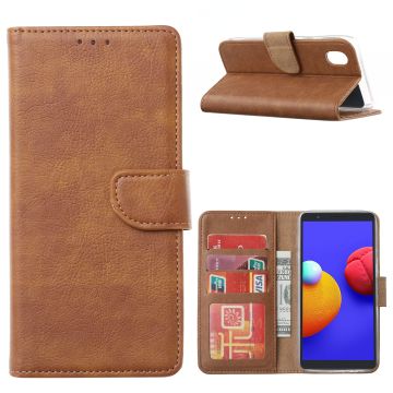 Samsung Galaxy A01 Core Hoesje - Galaxy A01 Core book case met Pasjeshouder - Bruin