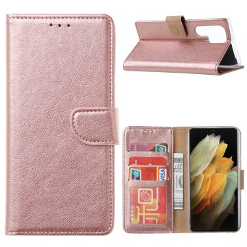Samsung S22 Ultra Hoesje BookCase Rose Goud - Samsung Galaxy s22 Ultra hoesje wallet case - Hoesje Samsung S22 Ultra bookcase - Galaxy S22 Ultra portemonnee hoesje book case cover