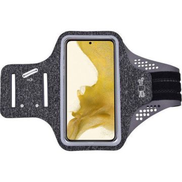Hoesje Geschikt voor Samsung Galaxy S22 Plus hardloop telefoonhouder – armband - sportband - van stof - Zwart