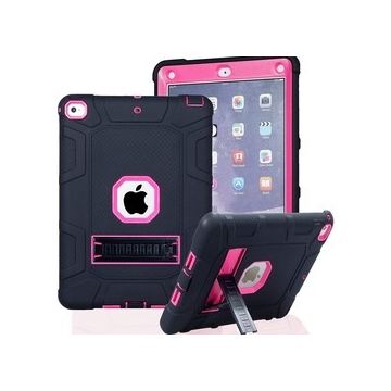 Hoes geschikt voor iPad 2021 / 2020 / 2019 (9e/8e/7e Generatie / 10.2 inch) - Schokbestendige Back Cover met kicktand - Hybrid Armor Case Zwart / Mint