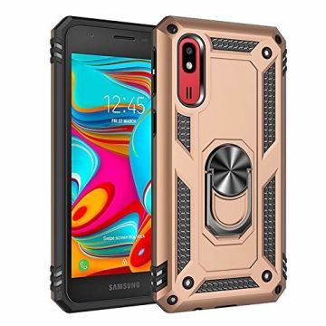 Samsung Galaxy A2 Core Armor Hoesje Ringhouder TPU - Goud