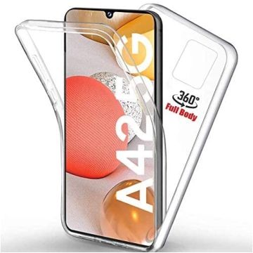 Samsung Galaxy A42 Hoesje 360° Cover 2 in 1 Case - Samsung A42 Dual TPU Case ( Voor en Achter) Transparant