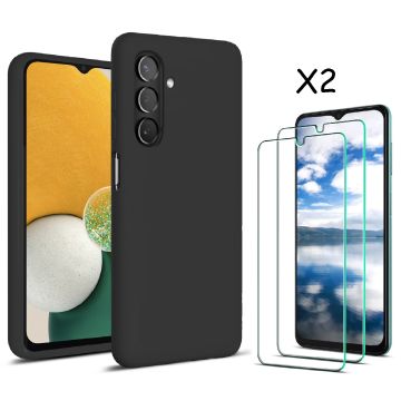 Samsung Galaxy A13 5G / A04s hoesje silicone soft back cover - met Screenprotector 2 PACK – Zwart