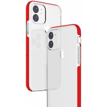 Hoesje Geschikt voor iPhone 11 Anti Shock Hoesje - Rood & Transparant