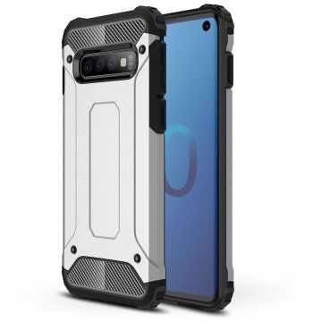 Ntech Samsung Galaxy S10+ Hybrid Armor hoesje - Zilver
