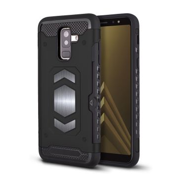 Ntech Samsung Galaxy A7 2018 Luxe Armor Case met Pashouder - Donkerblauw