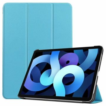 Hoes geschikt voor iPad Air 5 bookcase Licht Blauw - Hoes geschikt voor iPad air 2022 hoes 10.9 - Hoes geschikt voor iPad Air 5 smart case Kunstleer - Hoes geschikt voor iPad air 2020 hoes Trifold Smart hoesje