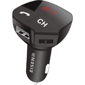 Eisenz EZ365 FM Transmitter Bluetooth - Draadloze Carkit - USB Poort - Handsfree Bellen via auto speaker - Voor Alle Telefoons - FM Transmitter Auto