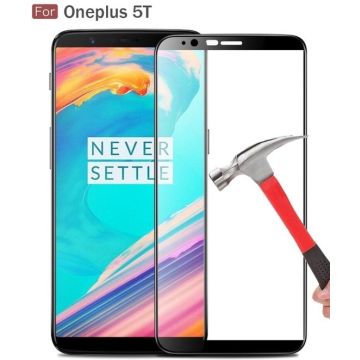 OnePlus 5T full cover ultra clear HD clarity tempered glass Zwart