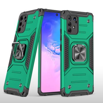 Samsung S10 Lite 2020 Hoesje - Heavy Duty Armor hoesje Groen - Galaxy S10 Lite / A91 silicone TPU hybride hoesje Kickstand ringhouder met Magnetisch Auto Mount