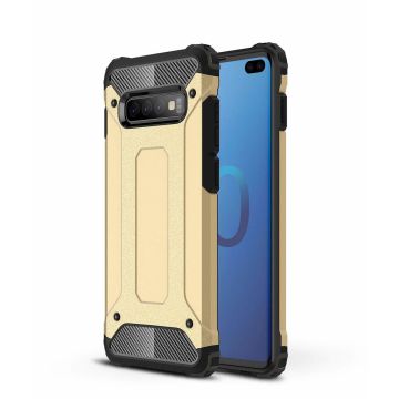 Ntech Samsung Galaxy S10+ Hybrid Armor Hoesje - Goud