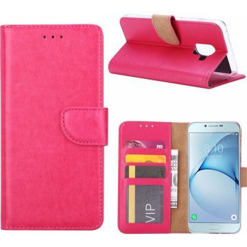 Ntech Samsung Galaxy A6+ (2018) case Roze Portemonnee hoesje met opbergvakjes