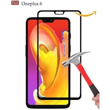 OnePlus 6 Anti-Shock / Shatter-proof Full cover Screenprotector / Tempered Glass Zwart