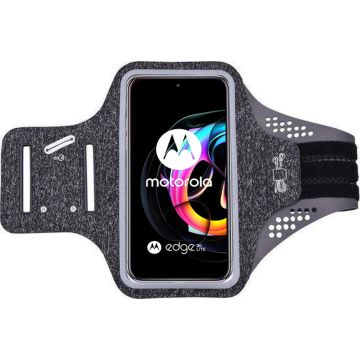 Hoesje Geschikt voor Motorola Edge 20 Lite hardloop telefoonhouder – armband - sportband - van stof - Zwart