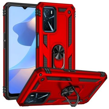oTronica Armor Backcover voor Oppo A16 hoesje met ringhouder - Rood