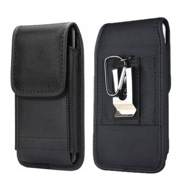 Riem Holster Hoesje Zwart - Flip Phone Pouch hoesje vertical Nylon Holster 5.5 Samsung A22 5G / A22 4G / A20S / Z Flip / A10 / A10 s / A32 5G / A32 4G / A03 Core / A31 / M31S / A02 /