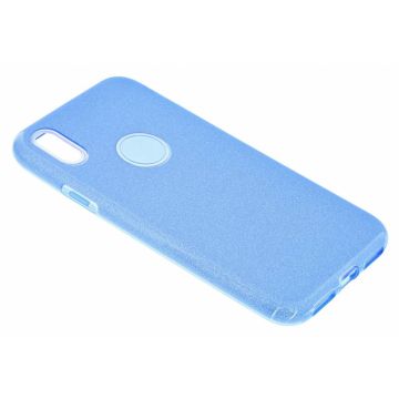 Huawei P Smart+ ( Plus ) Blauw Glitter TPU Back Cover Hoesje