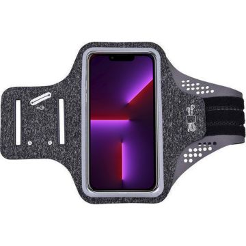 Geschikt voor iPhone 13 Pro hardloop telefoonhouder – armband - sportband - van stof - Zwart
