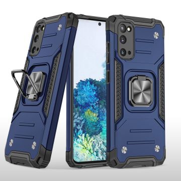 Samsung S20 Hoesje - Heavy Duty Armor hoesje Blauw - Galaxy S20 silicone TPU hybride hoesje Kickstand ringhouder met Magnetisch Auto Mount