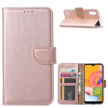 Samsung Galaxy A01 Hoesje met Pasjeshouder - Rose goud
