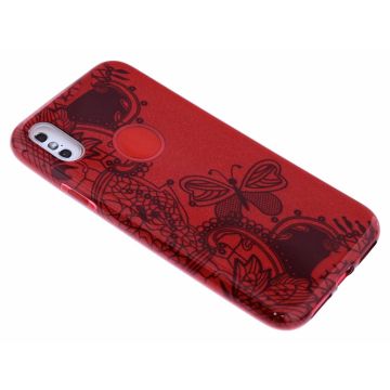 Rood Glitter Meisje & Vlinder Design TPU Hoesje iPhone X / Xs