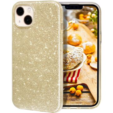 oTronica TPU Backcover voor Apple iiPhone 13 Pro Max glitter hoesje - Goud
