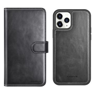 Hoesje Geschikt voor iPhone 12 hoesje Luxe 2 in 1 bookcase – met Pasjeshouder - Zwart