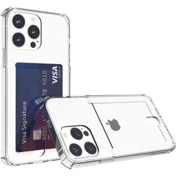 Hoesje Geschikt voor iPhone 13 hoesje transparant - Shock case met pasjeshouder Hoesje Geschikt voor iPhone 13 - Hoesje Geschikt voor iPhone 13 hoesje met pasjeshouder