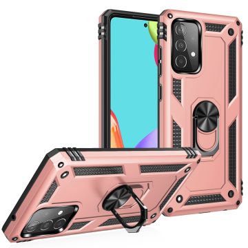 Samsung A52s Hoesje - Galaxy A52 5G / 4G Rose Goud hoesje ( 4G & 5G ) Anti-Shock Hybrid Armor case Ring houder TPU backcover met kickstand