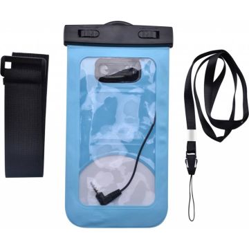 Neon Multi Functional Waterdichte hoesje Pouch Met Audio Jack Motorola Moto G6 Plus Blauw