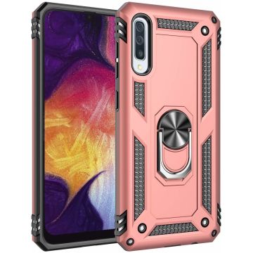 Samsung Galaxy A50/A50s Armor Hoesje Ringhouder TPU - Rose goud